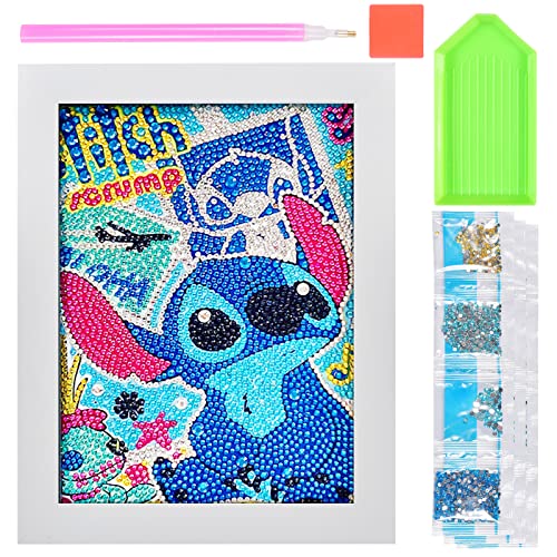Stitch Diamond Painting, Stitch 5D Diamond Painting Kit Pour Adultes Enfants, Kit De Peinture Diamant Complet Anime, Stitch Peinture Diamant Grand Format Pour La Décoration Murale De La Maison (A)