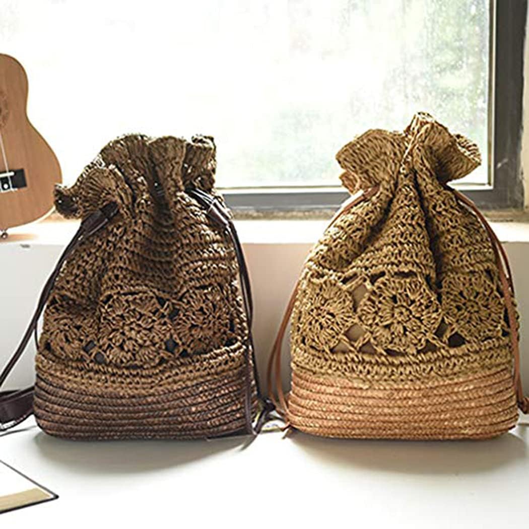 Women Straw bag Summer Beach Casual Casual Daypacks, Light Brown, 36 * 29 * 10 * 39cm - Image 3