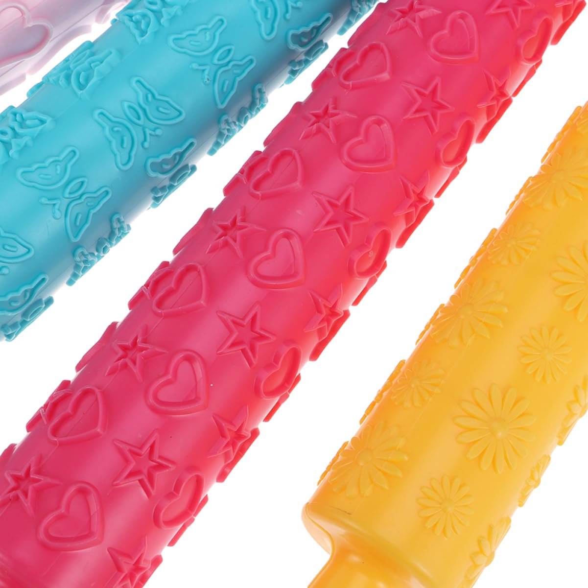 Rouleau à Pâtisserie Plastique Multifonction 8pcs Moule en Relief Facile à Tenir pour Pâte DIY Décoration Gâteau Fondant la Cuisine Maison Plusieurs Styles