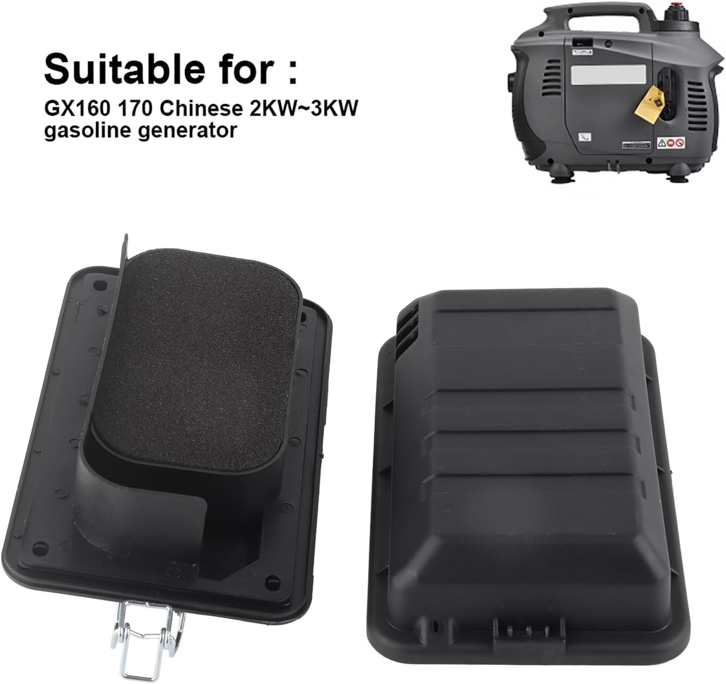 Generator Air Filter Housing, Plastic Air Filter Cleaner Box Air Cleaner Assembly Replacement Part for GX160 170 Chinese 2kw to 3kw Gasoline Generator