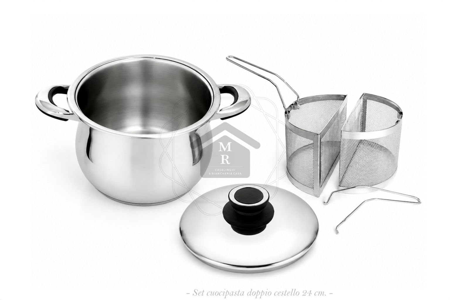 Generico Set Cuocipasta Doppio Cestello Acciaio Inox 18/10 Induzione - Linea Saturno Officine Prandelli