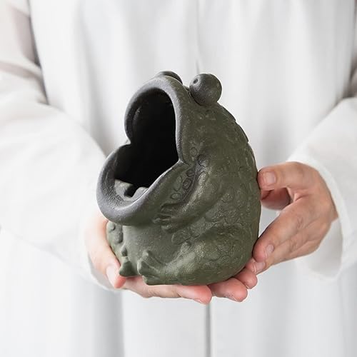 Miniatura 7 de HEER Cenicero de cerámica para cigarrillos, lindo y divertido juego de bandeja de ceniza con forma de rana sapo para interiores y exteriores,