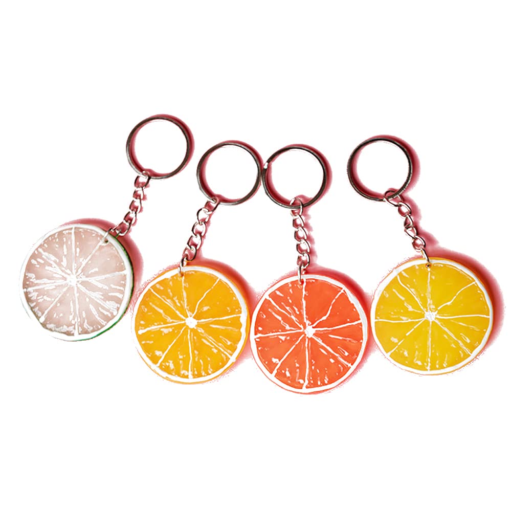 ARFUKA Keyring Imitation Lemon Slices Pendant Keychain Key Holder Key Chain Women Men Gift for Birthday Christmas Festival Pack of 4