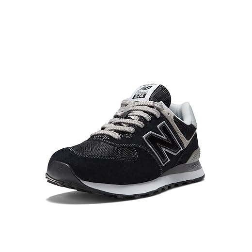 New Balance Men's 574 Core Sneaker, Black/White, 10