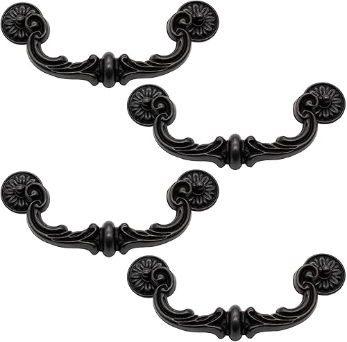 Miniatura 3 de Biaungdo 4 tiradores centrales de 5.945 in6 pulgadas, aleación de zinc, estilo rústico, vintage, desplegable, manija de cajón antiguos para cocina,