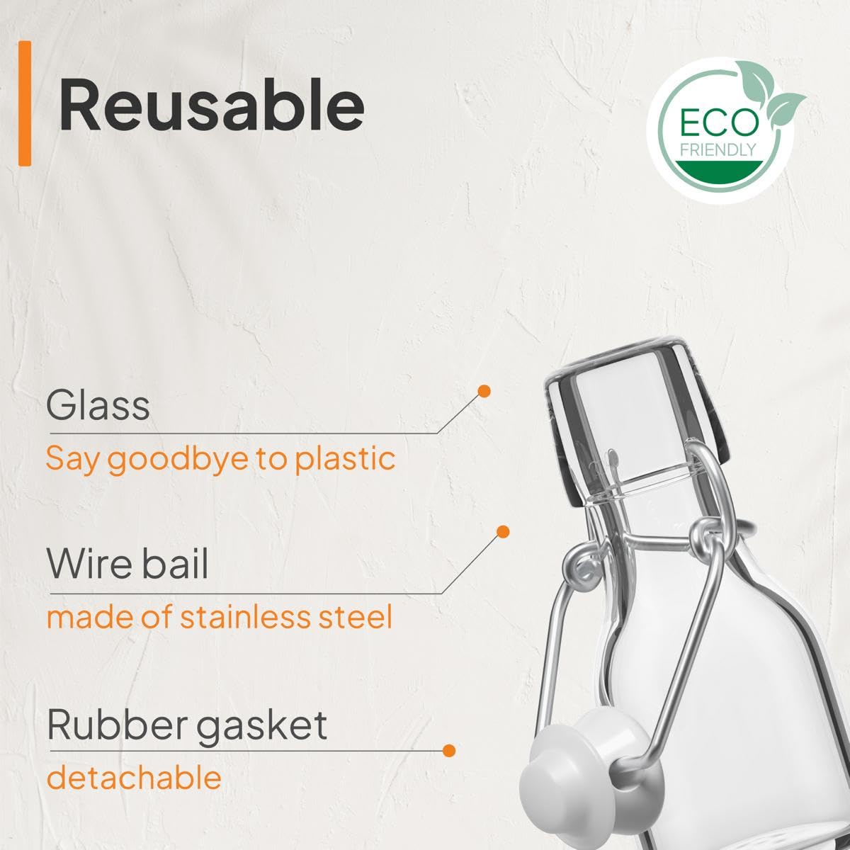 BigDean 6x Glasflaschen mit Bügelverschluss 500 ml