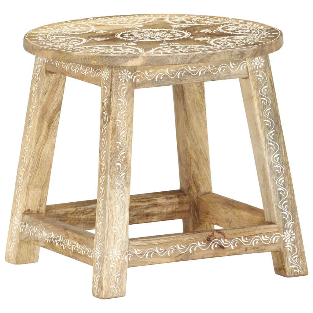 Sgabello dipinto a mano in legno di mango massiccio, 38 x 38 x 35 cm, robusto e durevole, design retrò per studio, caffè, cucina, sala da pranzo, bancone, bistrot e isola di cucina