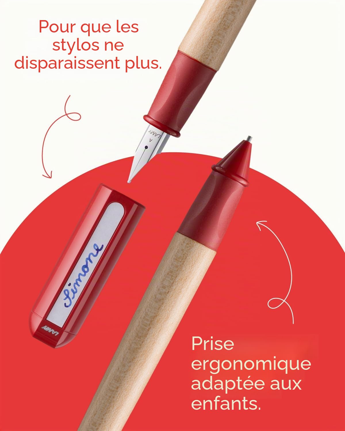 Lamy ABC Kit d'apprentissage d'écriture rouge avec emballage cadeau composé de 1 stylo d'apprentissage adapté aux enfants avec plume débutant et 1 crayon, poignée antidérapante, capuchon et cube en