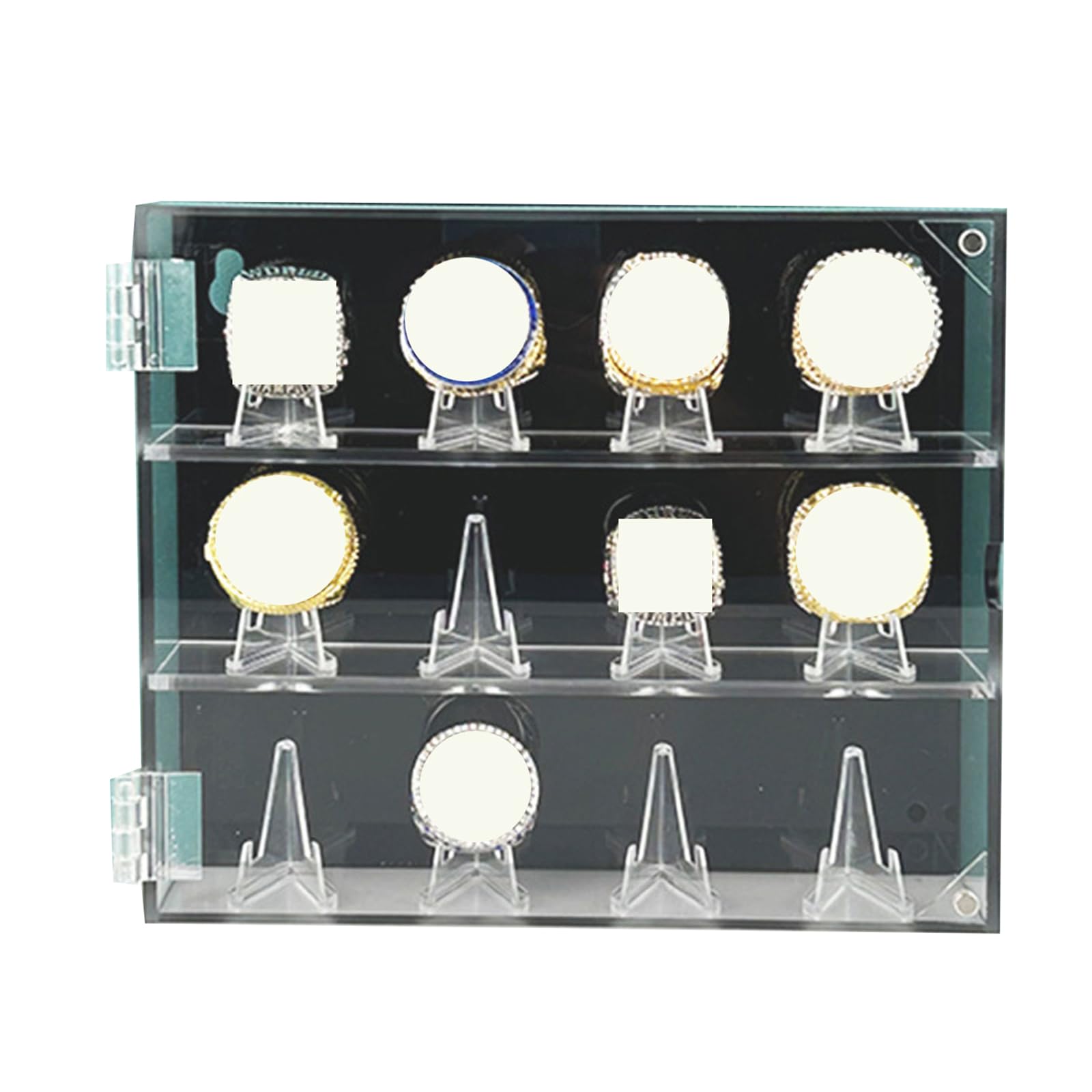 Spacious Slots Championship Rings Display Case Acrylics Wall Mounted Box for Baseball Rings Collection Protected Desktop Decoration