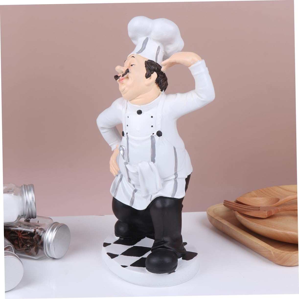 Zerodeko Ornamento dello Chef in Resina a Forma di Statuetta Europea, Decorazione Stabile per Cucina, Casa, Ristorante e Pasticceria, Figurina Divertente da Collezione per Tavolo