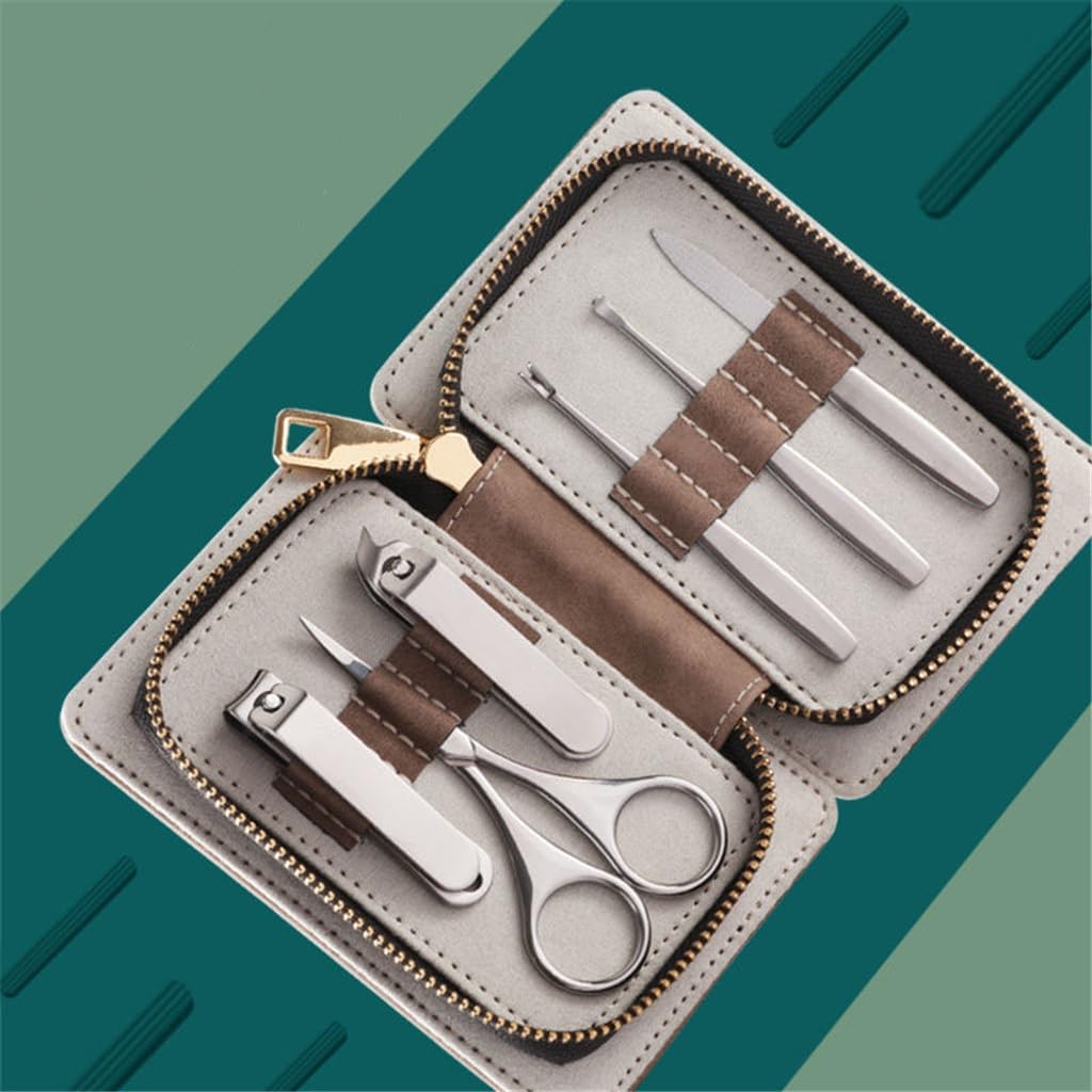 Ensemble de 6 Ciseaux à Ongles en Acier Inoxydable, Coupe-Ongles, Pochette zippée, Outils de manucure pour la Coupe