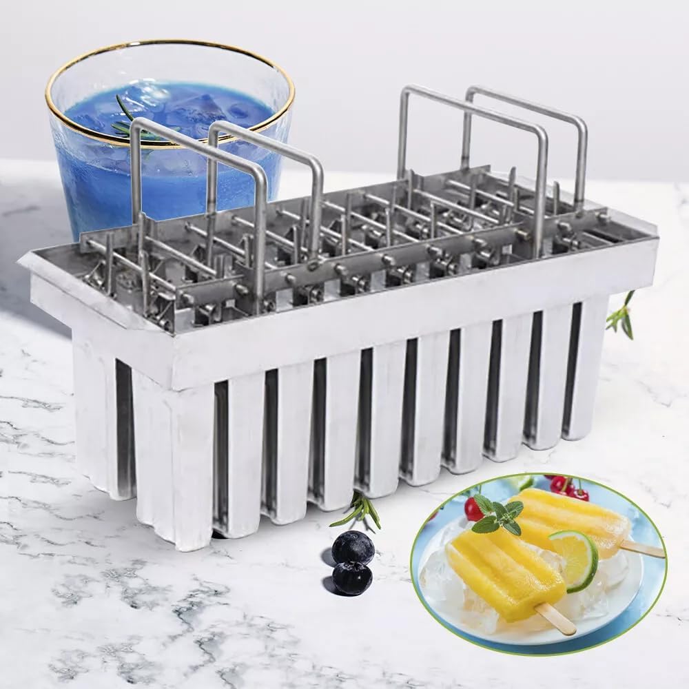 Homemade Molds, 20-Cav Round Ice Pop Mold, Stainless Steel Mold with Sticks, Single Cup Capacity 85g/3oz