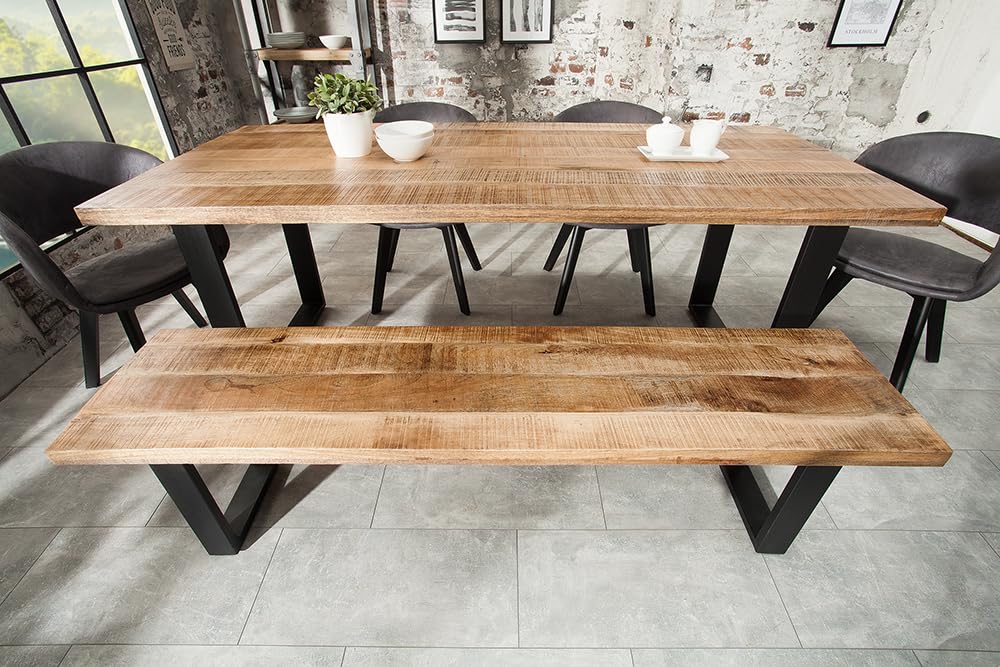 Riess Ambiente Design Sitzbank Iron Craft 170cm Mangoholz Eisen Industrial Design Küchenbank Holzbank Bank