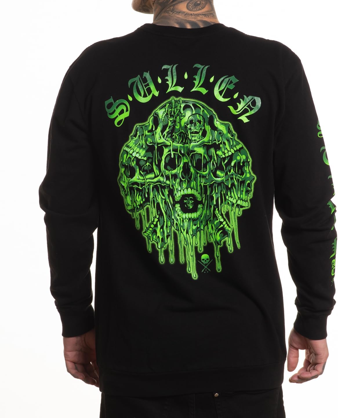 Sullen Men's Melting Skulls Sulleween Capsule Tattoo Lifestyle Graphic Glow in the Dark Premium Long Sleeve Tee Black