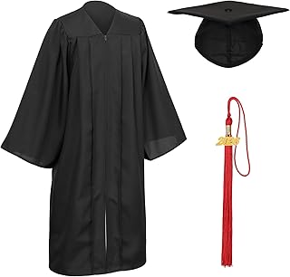 Unisex Matte Graduation Cap and Gown Tassel Package for High School and Bachelor