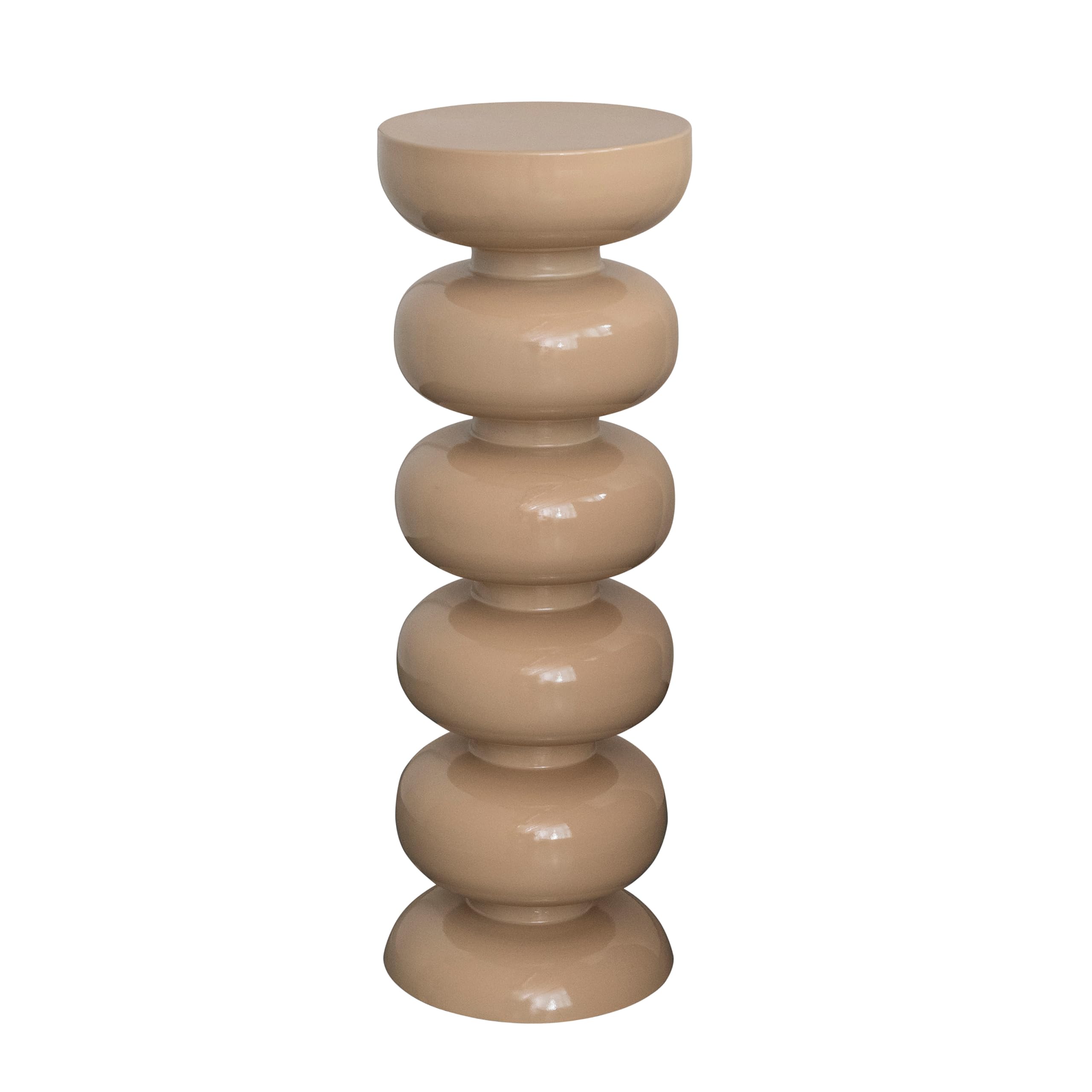 Bloomingville Round Enameled Metal Plant Stand or Martini Table, Cream