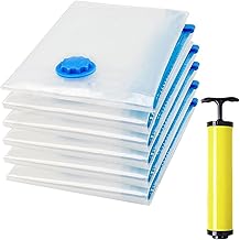 أكياس تخزين محكمة الغلق بتفريغ الهواء موفرة للمساحة للملابس والمخدات واللحاف والبطانيات مع مضخة يدوية للسفر من كوسين، 6 عبوات جامبو مقاس 70 سم × 1 متر ، من كوزيين، أحمر، مادة صناعية