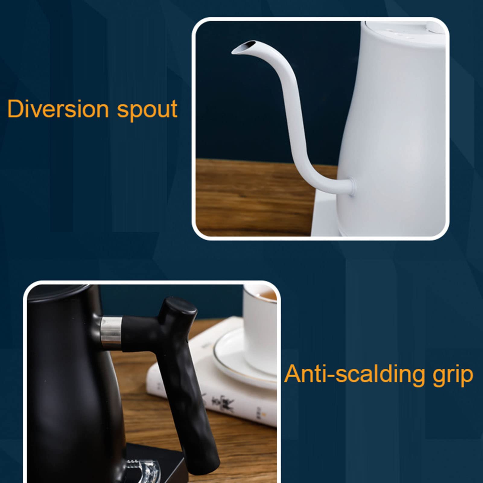 Hervidor Eléctrico con Cuello de Cisne, Hervidor Eléctrico de Acero Inoxidable, Café por Goteo, Té, Tetera Eléctrica con Apagado Automático, Protección Contra Ebullición en Seco
