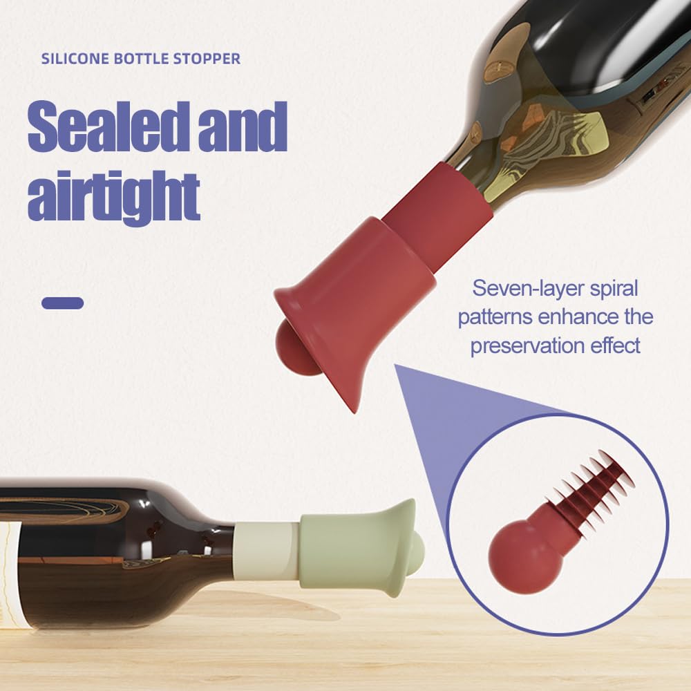 Tapón de vino de silicona para botellas de vino, tapones de vino para botellas de vino, cubierta de botella de sellado para cerveza, champán, cubiertas selladoras de botellas de vidrio, tapones de