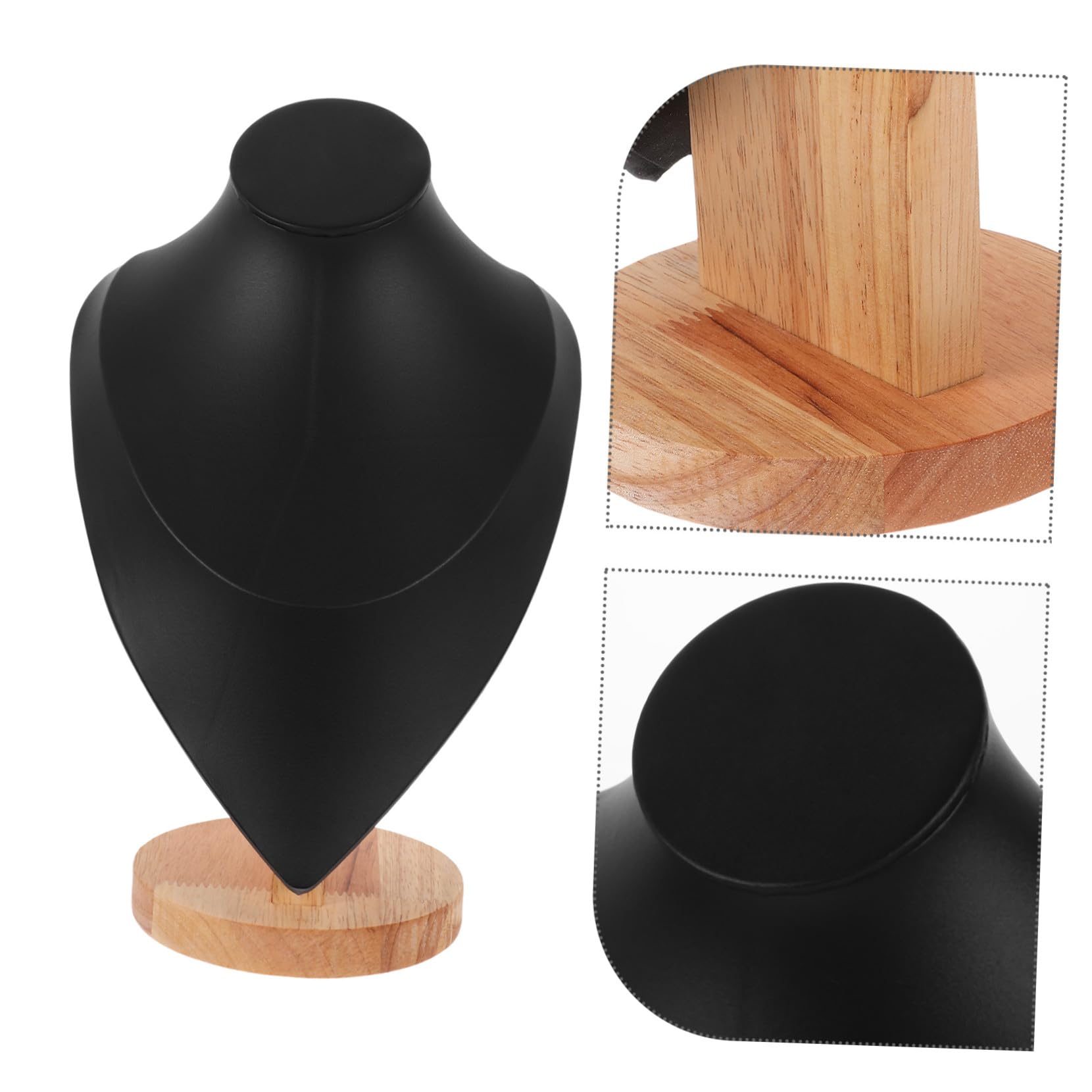 ERINGOGO Schmuckständer mit Stabilem Holzsockel Schmuckhalter für Halsketten und Ketten Elegante Pu leder Oberfläche Minimalistisches Design für Schmuckpräsentation im Laden