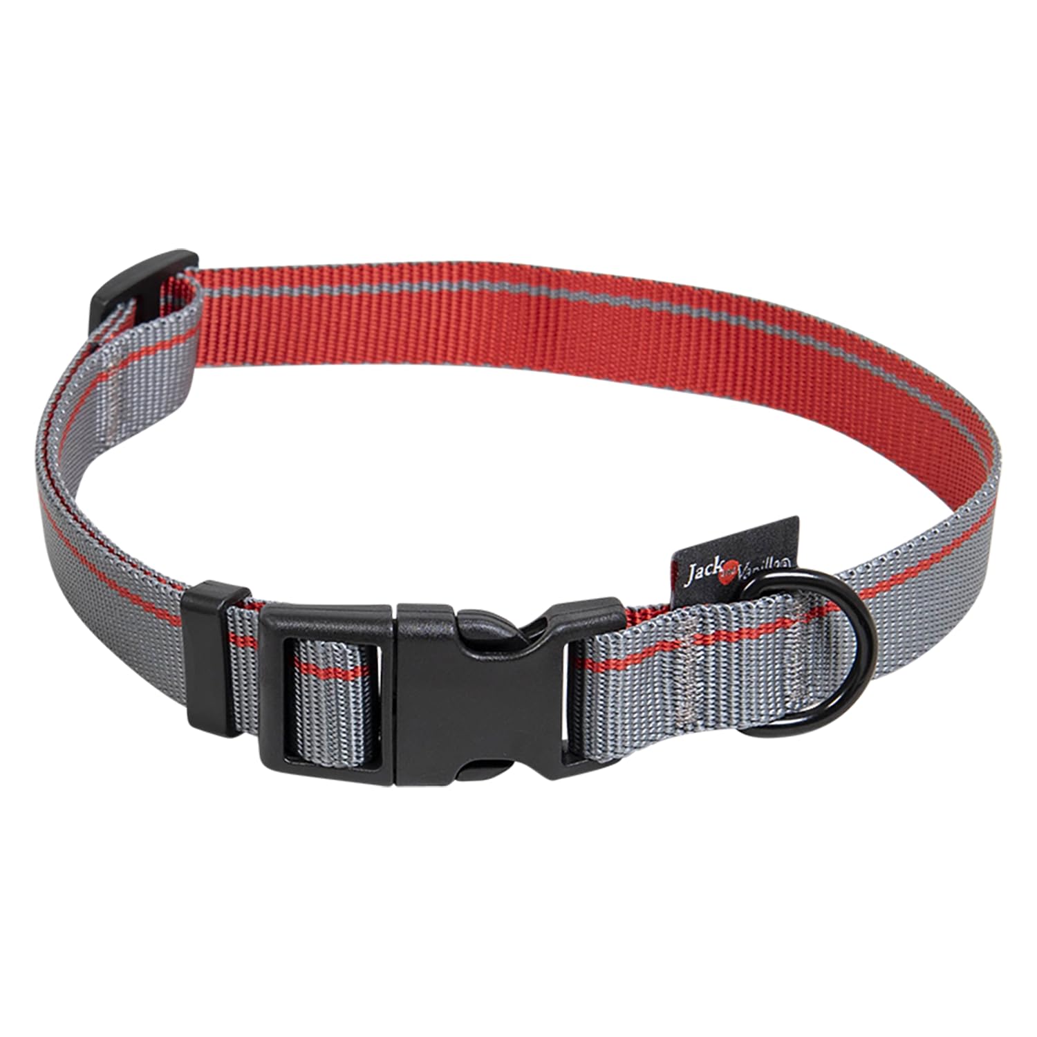 JACK AND VANILLA, Stylish Dog Collar in Grey, Modern and Clean Design, Adjustable Size XL (39-65 cm), Durable and Easy to Clean, Reinforced Security, 20 mm, Stripe Design