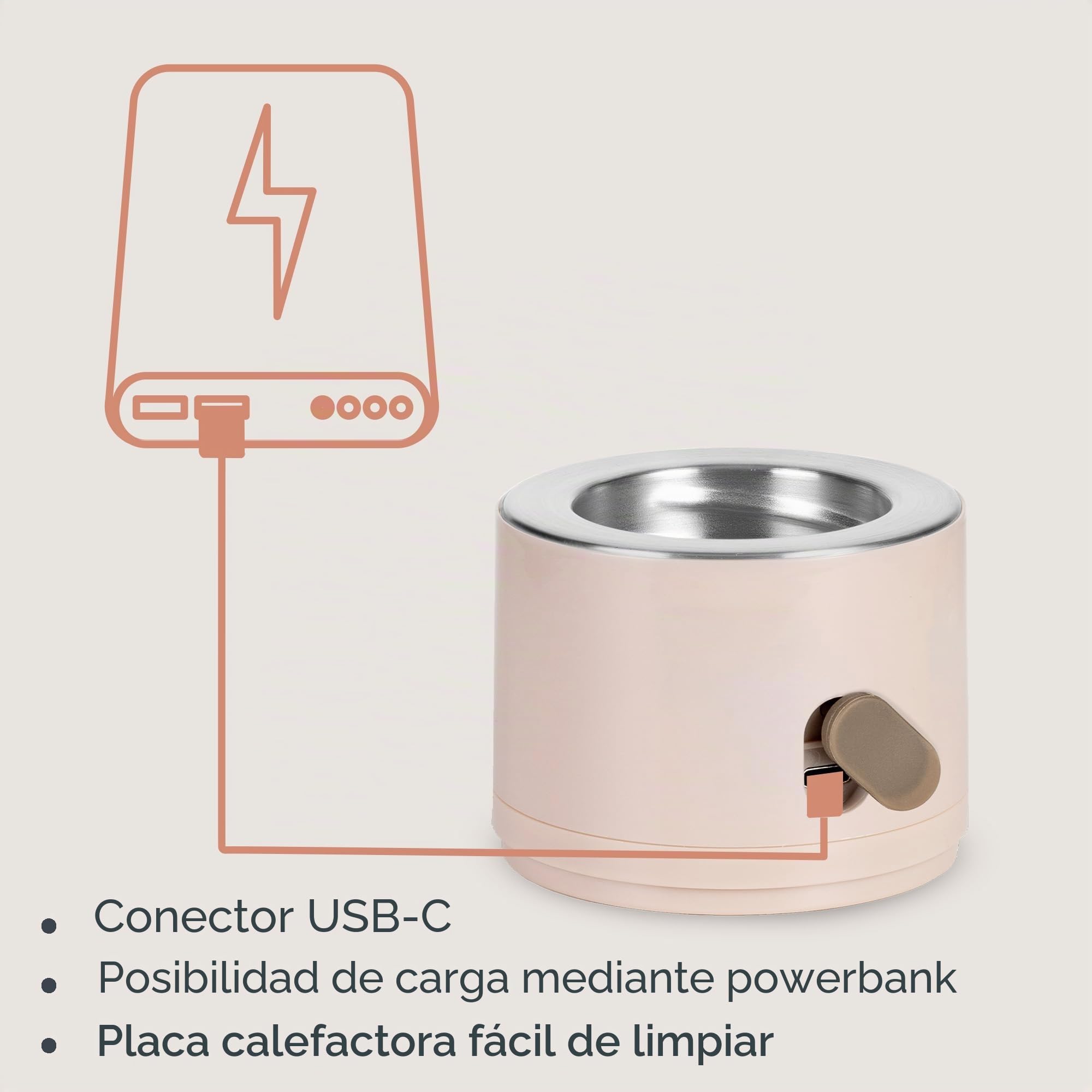 Lionelo Thermup Swift Calentador de Biberones Portátil Inalámbrico, Batería Recargable 5000 mAh USB-C, Calienta Leche Infantil 37-50 °C, Mantiene 6 h, 5 Adaptadores, Sensor sin Líquido