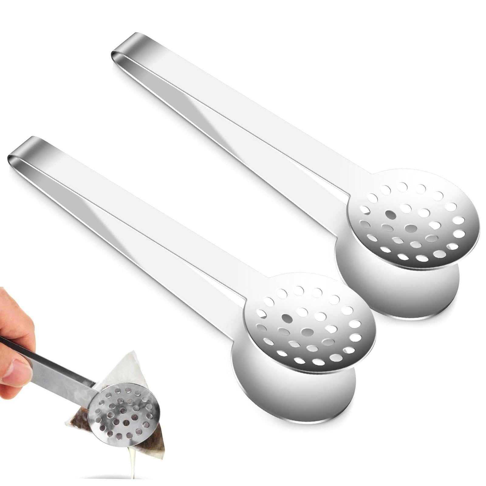 Tea Bag Squeezer Tongs, 2 PCS Stainless Steel Teabag Squeezer Tool, Tea Bag Strainer