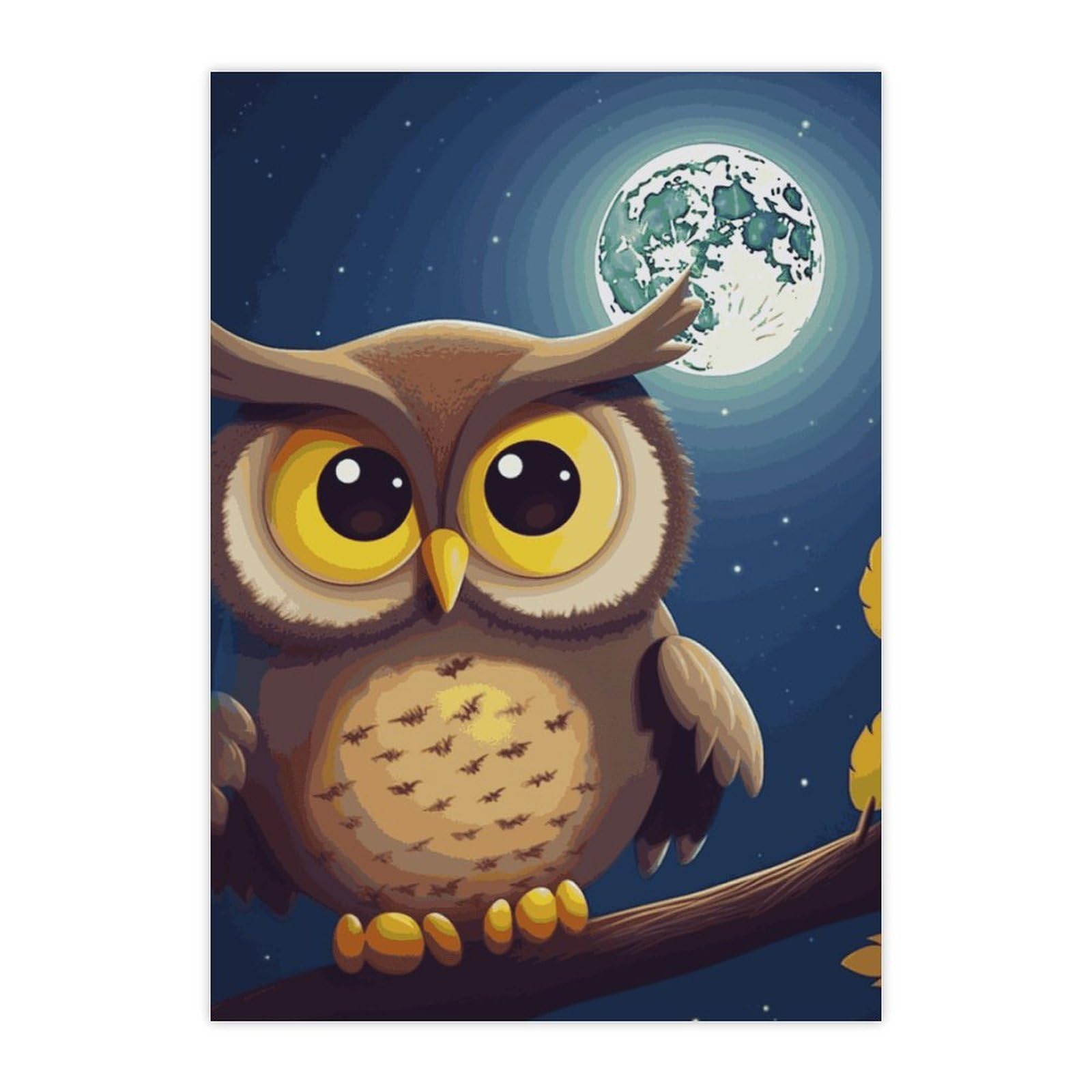 Autocollants hibou et lune jaune étanches pour gourde et ordi