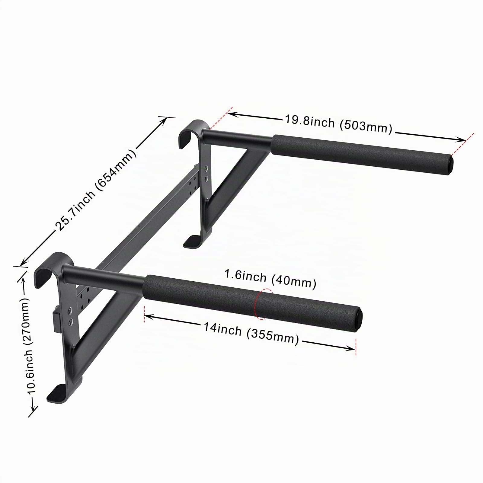 Kipika Barre de stalle de gymnastique – Échelle suédoise de 5,1 x 5,1 cm avec trou de 2,5 cm, barre de traction murale à suspendre, poignées en bois massif, barre d'entraînement de gymnastique pour la