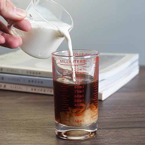 Miniatura 2 de Taza medidora 4 onzas120ML Vaso de chupito líquido pesado alto taza de vidrio espresso (negro)