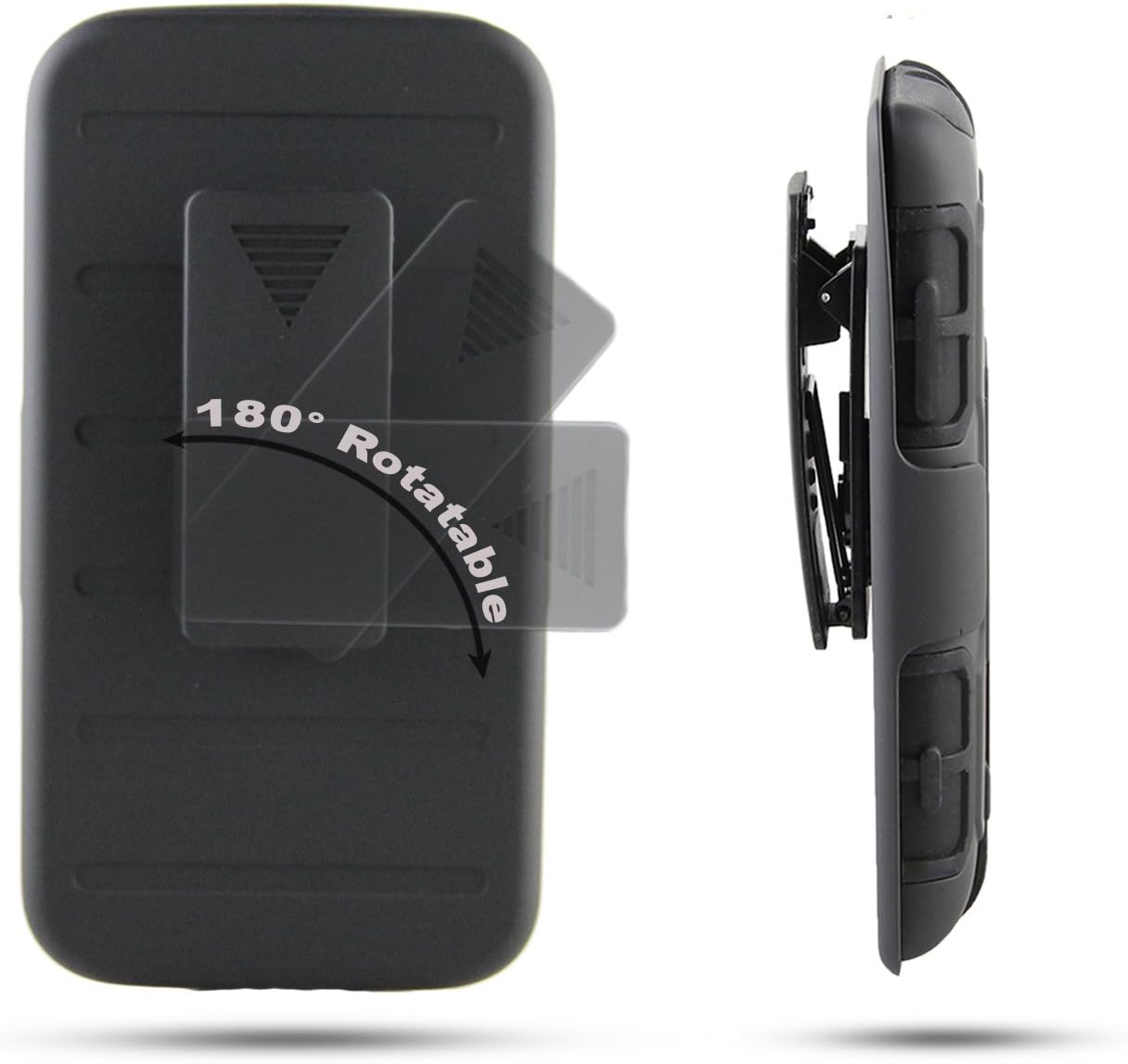 Alcatel One Touch Fierce 2 Case, RANZ Black Rugged Impact Armor Hybrid Kickstand Cover with Belt Clip Holster Case For Alcatel One Touch Fierce 2 / Alcatel 7040T (T-Mobile)