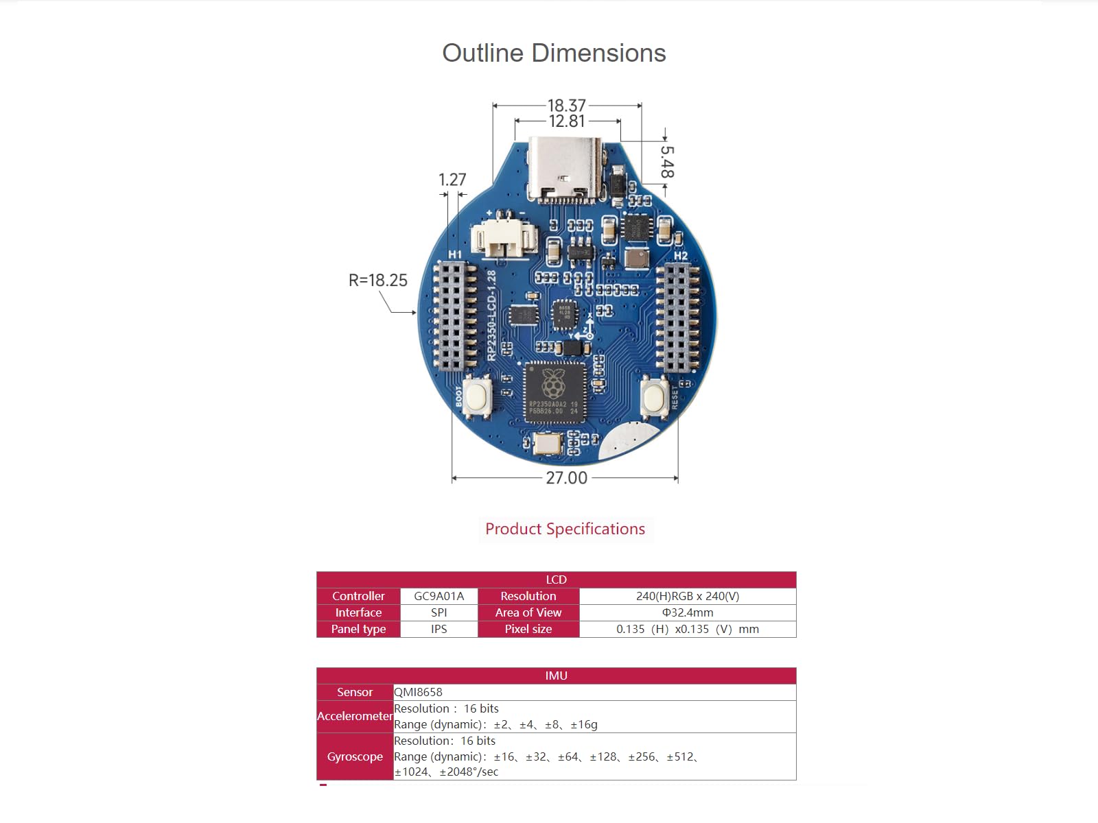 RP2350 2.8 Pollici Touch Display Scheda di Sviluppo, RP2350 MCU Scheda con Display LCD da 2.8 pollici, 240×320 Pixel, Display IPS SPI Touch Capacitivo a 5 Punti, Dual-core e Doppia Architettura