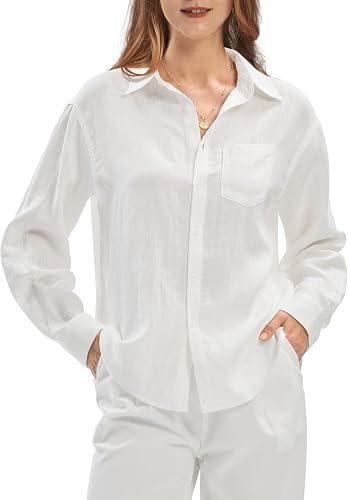 Willit Women's Linen Button Down Loose Fit Shirt