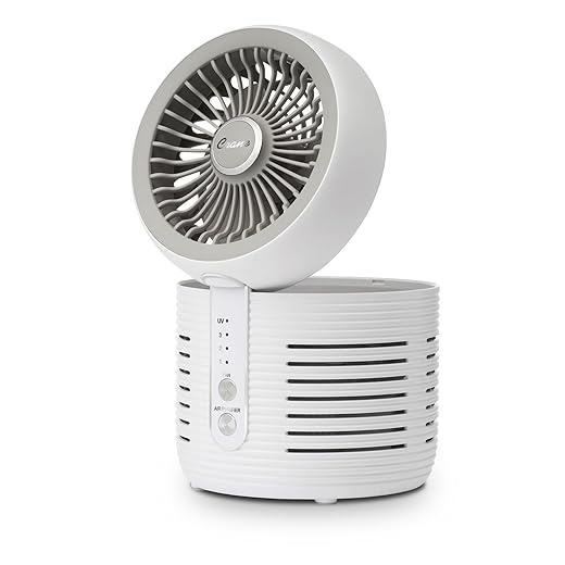 Crane 2-in-1 Air Purifier and Desk Fan Combo - Ideal for Office, Night Stand, Dorm, or Small Bedroom - HEPA Filter