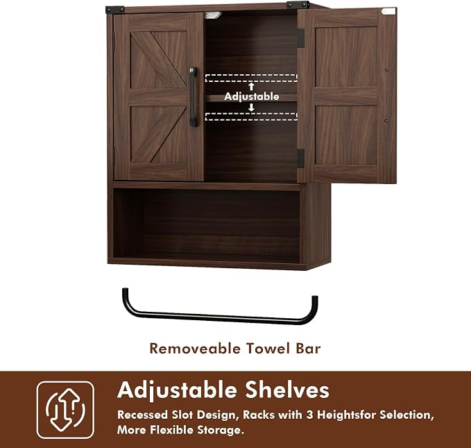 Gabinete de Pared RUSTOWN con Puertas y Riel para Toalla miniatura 8