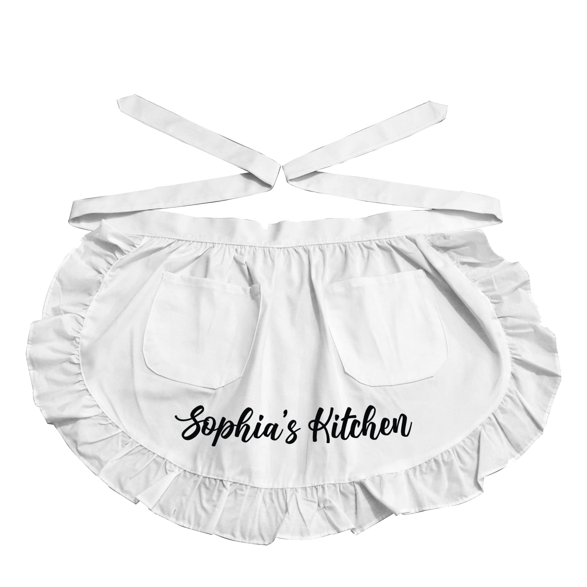 Cuisine rétro volants demi-taille tablier personnalisé avec nom pour femme