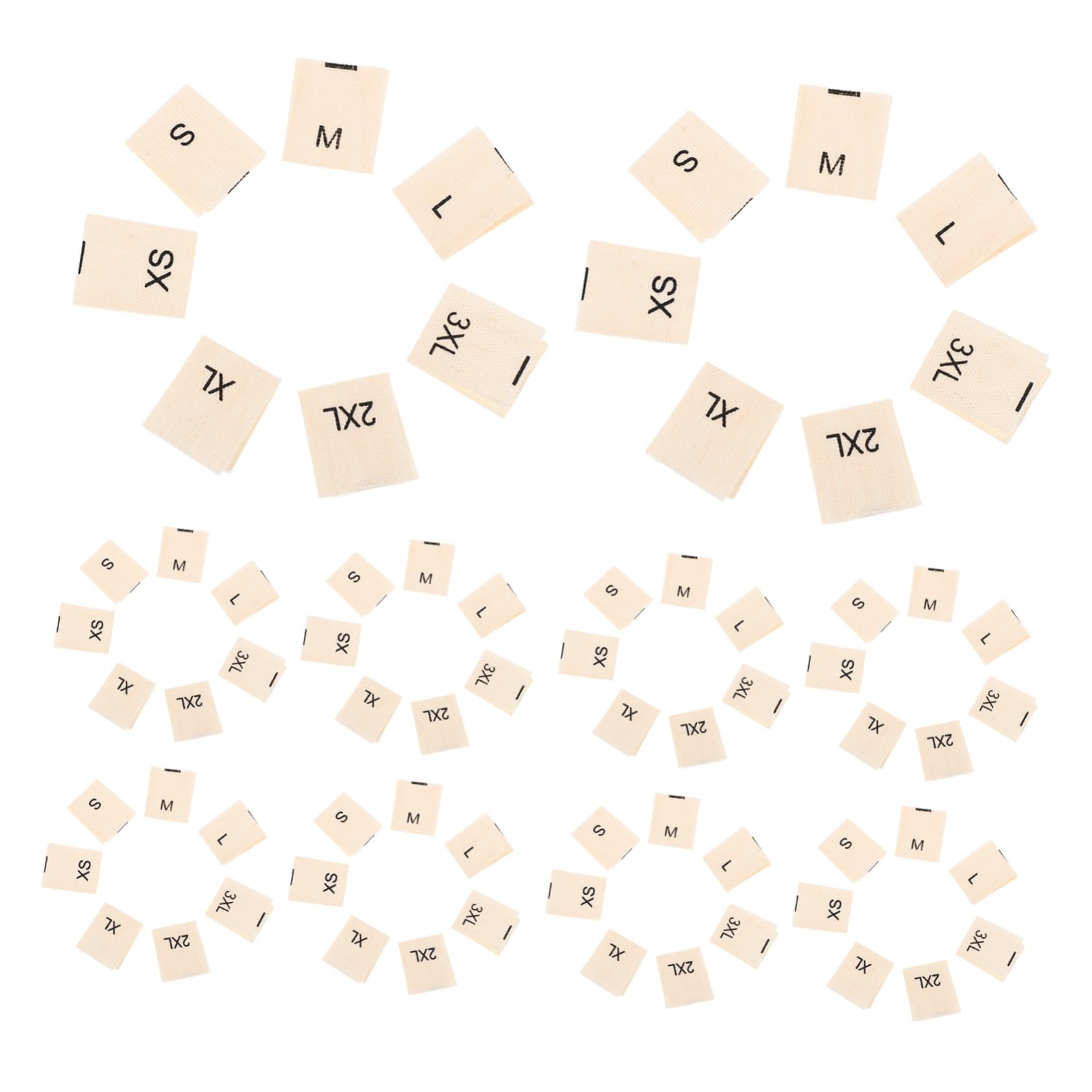 1400 Pièces Étiquettes Vêtements Tissées Coton Doux Lavables Mix Beige Étiquettes Brodées Claires Résistantes Lavage pour Couture Mode Homme Femme Garçon Fille
