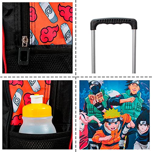 Kit Mochila Infantil com Rodinhas Personagem de Luta + Lancheira Térmica + Estojo Escolar