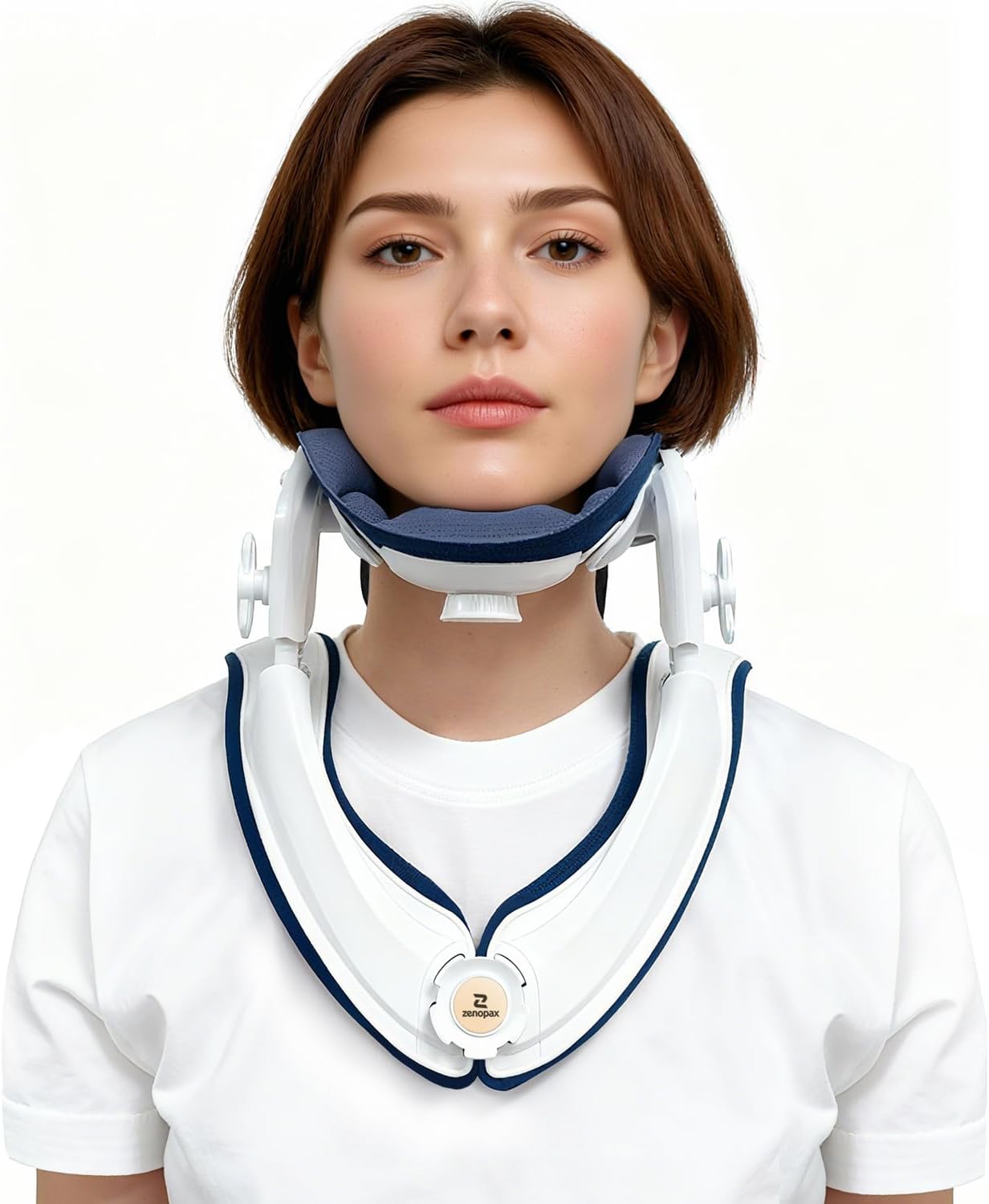 Cervical Traction Device, Lightweight & Adjustable Neck Stretcher for Neck Support, Cervical Neck Traction Device for Home Use, Neck Pain & Tension Relief (White)