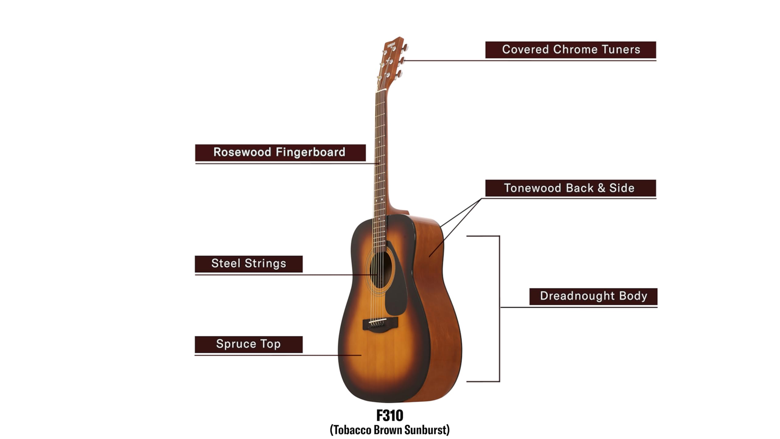 Yamaha F310 Acoustic Guitar - Tobacco Brown -4