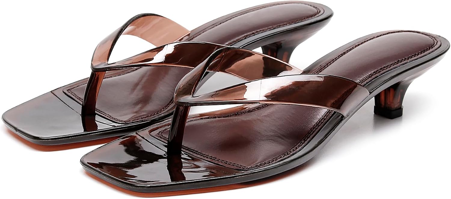 Women Kitten Heeled Sandals Waterproof Thong Flip Flops Memory Foam Comfort Insole Summer Quick Dry Casual Pool Beach Shoes
