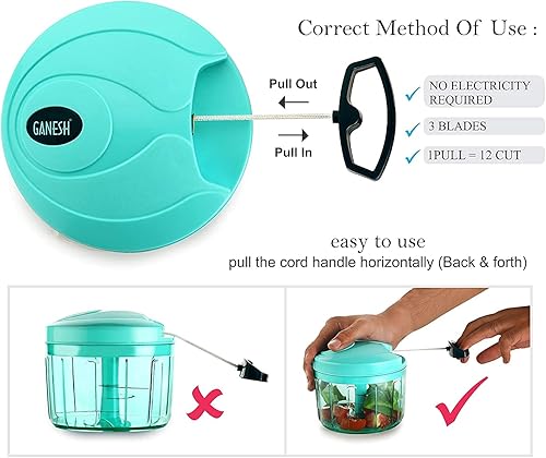 Miniatura 4 de Ganesh Chopper - Cortador de verduras, verde piscina (24.5 fl oz)