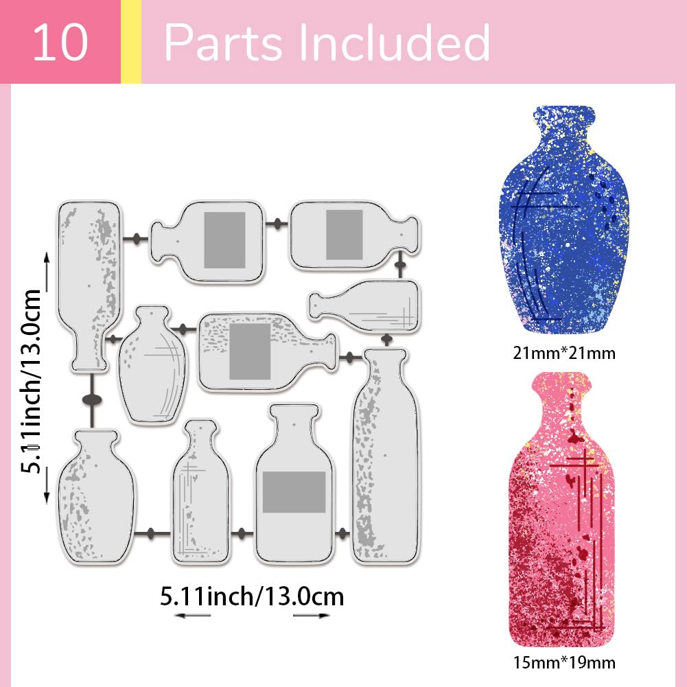 UNICRAFTALE 10pcs Bottle Metal Cutting Dies for Card Making Flower Vases Die Cuts Wishing Bottle Carbon Steel Embossing Template Scrapbooking Template Dies for DIY Photo Album Decoration - Image 3