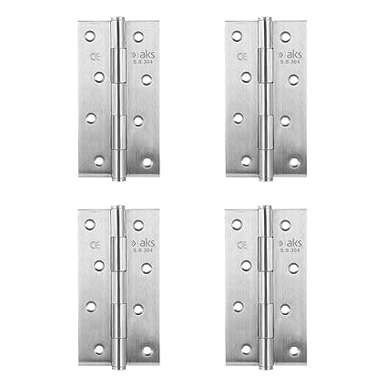 AKS Supreme Stainless Steel SS304 Heavy Door Butt Hinges Size 5 Inch X 1 Inch X Thickness 3 MM Finish Satin SS Pack of 4 Piece