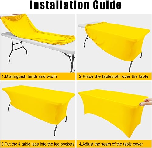 Miniatura 64 de Smiry Paquete de 2 manteles de elastano de 6 pies, elásticos ajustables, lavables y sin arrugas, rectangulares para mesa de patio, para exteriores,