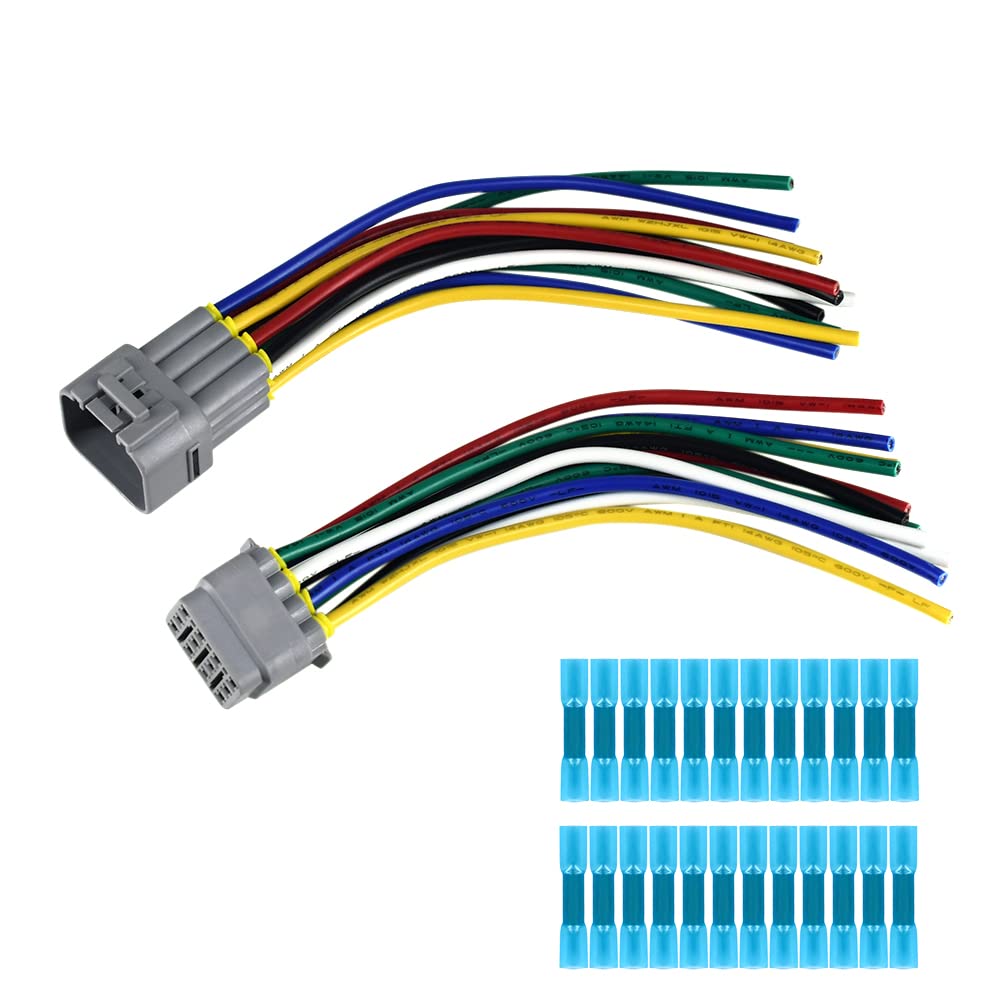 12Pin 14AWG Waterproof Plug Connector Pigtail Cable Fits for All Kinds of Lighting System (12 Pin)