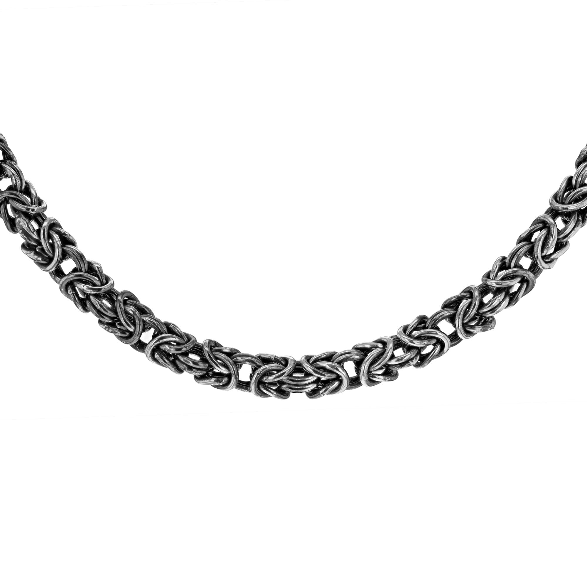 Tuscany Silver Damski srebrny rodowany utleniony łańcuszek bizantyjski - 56 cm / 22 cale