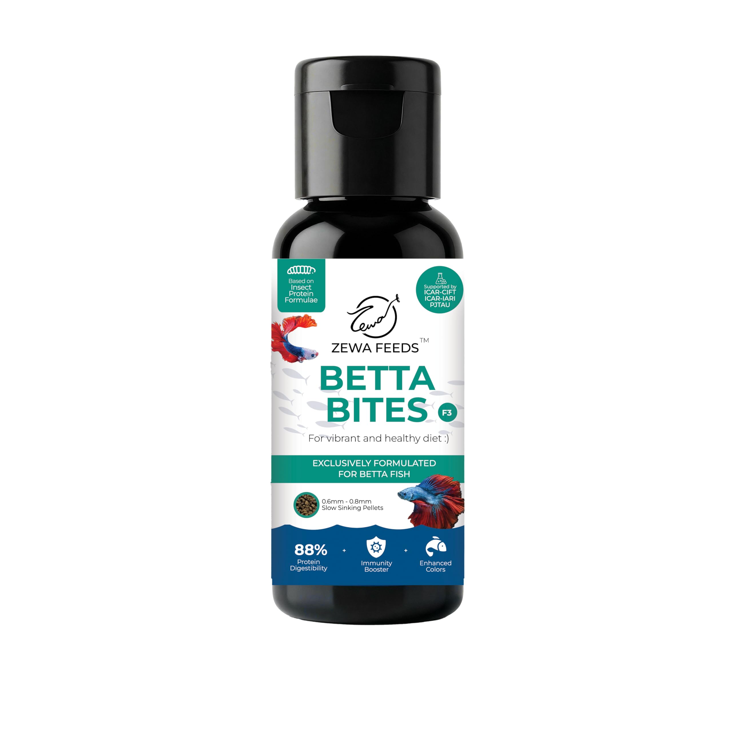 Zewa Betta Bites 20g | High Protein Fish Food for Betta & Small Fish | Micro Granules 0.6–0.8 mm | 88% Digestibility & No Cloudy Water | Spirulina & Carotenoids for Vibrant Color & High Growth-image-20