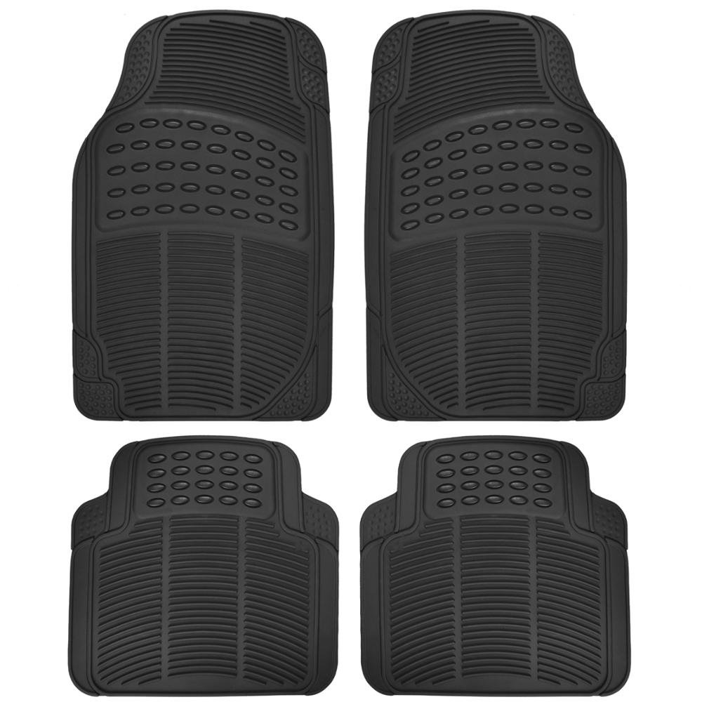 BDK Heavy Duty 4pc Front & Rear Rubber Floor Mats for Car SUV Van & Truck - All Weather Protection Universal Fit