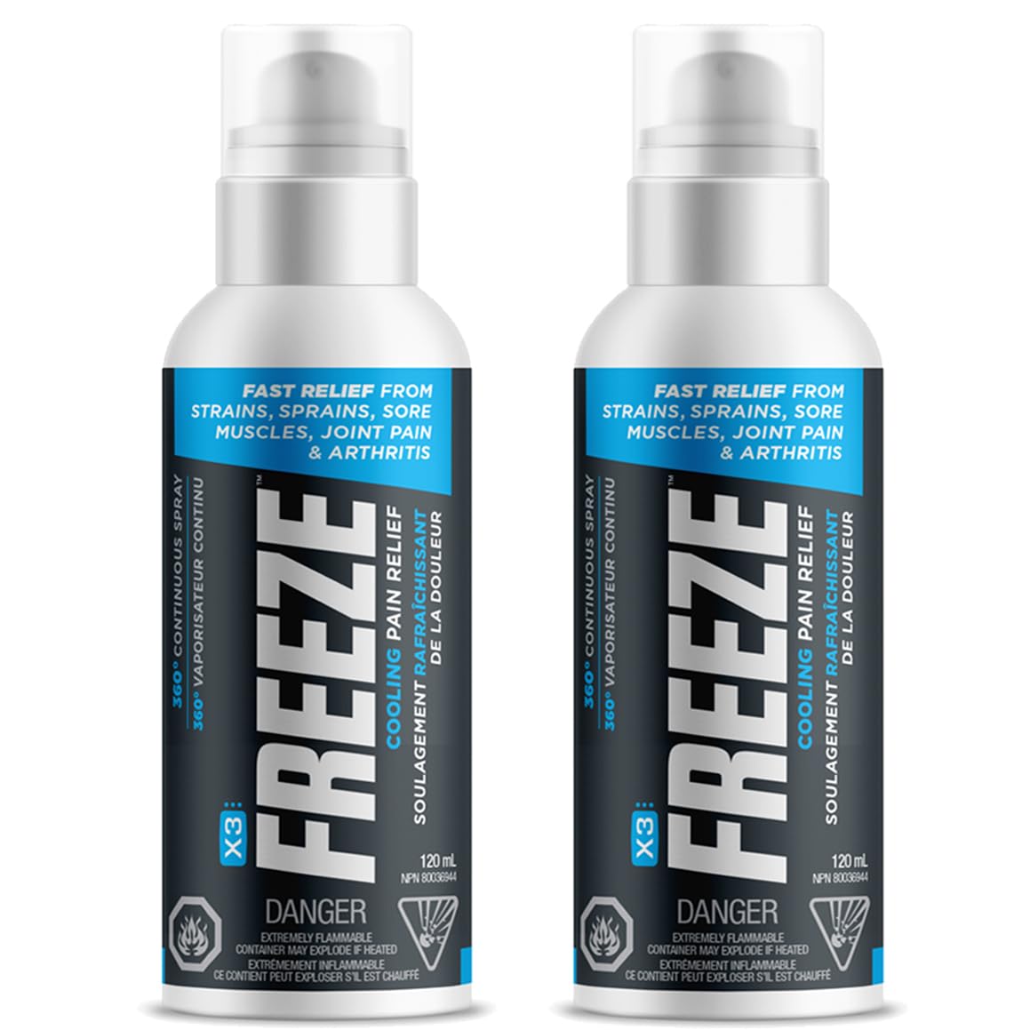 X3 Freeze Cooling Pain Relief Spray for Arthritis, Back, Muscle